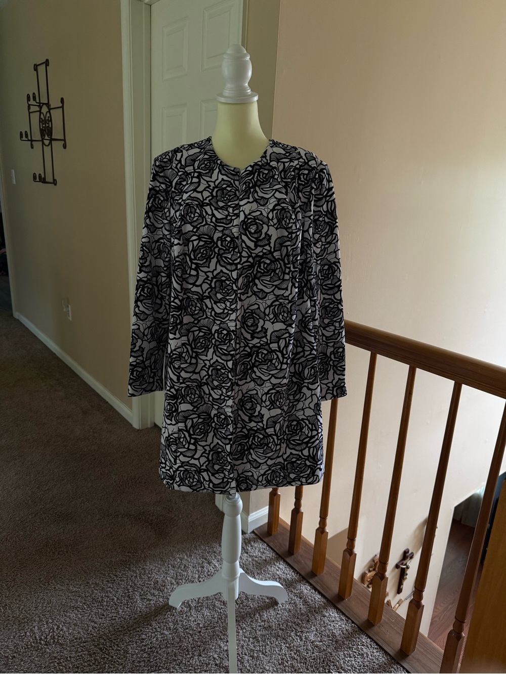 Jones Studio Black and White Floral Coat